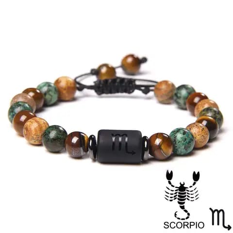 BRACELET EN PIERRE NATURELLE ET EN SIGNE ZODIAQUE