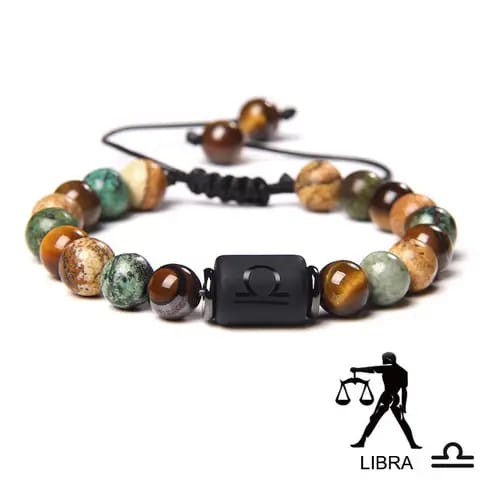 BRACELET EN PIERRE NATURELLE ET EN SIGNE ZODIAQUE