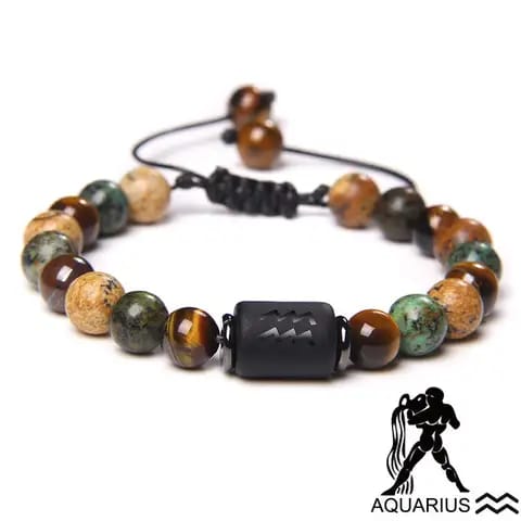 BRACELET EN PIERRE NATURELLE ET EN SIGNE ZODIAQUE