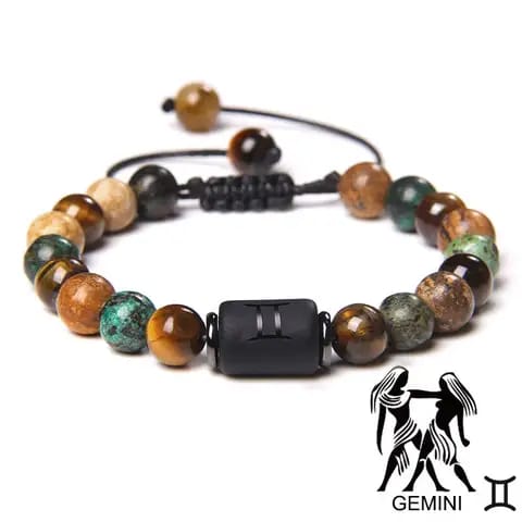 BRACELET EN PIERRE NATURELLE ET EN SIGNE ZODIAQUE