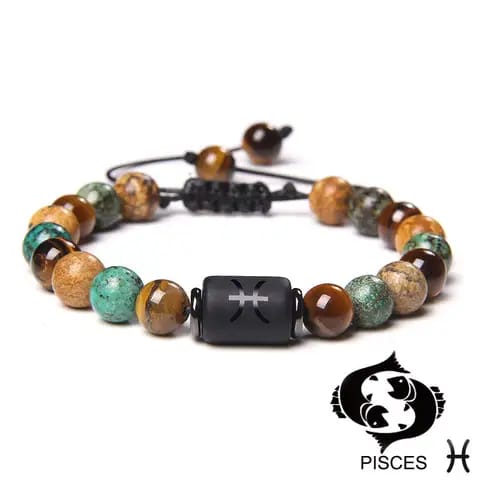 BRACELET EN PIERRE NATURELLE ET EN SIGNE ZODIAQUE