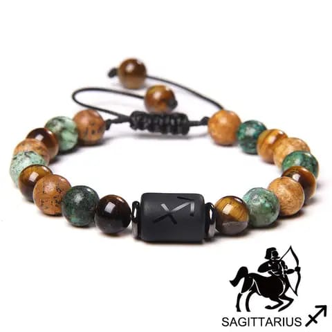 BRACELET EN PIERRE NATURELLE ET EN SIGNE ZODIAQUE