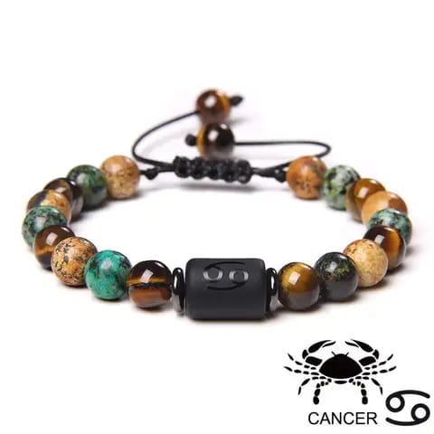 BRACELET EN PIERRE NATURELLE ET EN SIGNE ZODIAQUE