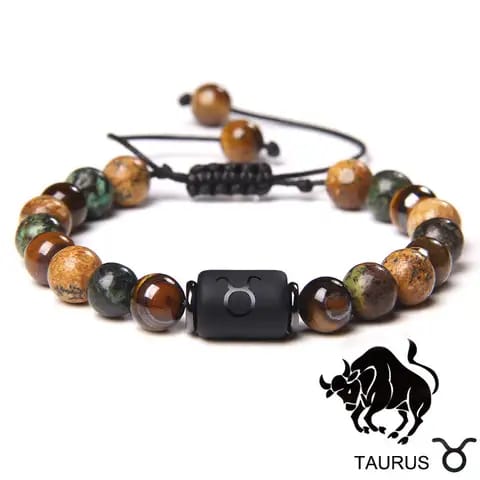 BRACELET EN PIERRE NATURELLE ET EN SIGNE ZODIAQUE