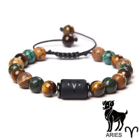 BRACELET EN PIERRE NATURELLE ET EN SIGNE ZODIAQUE