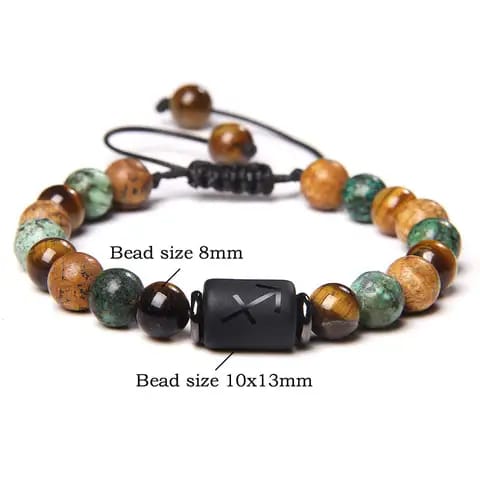 BRACELET EN PIERRE NATURELLE ET EN SIGNE ZODIAQUE